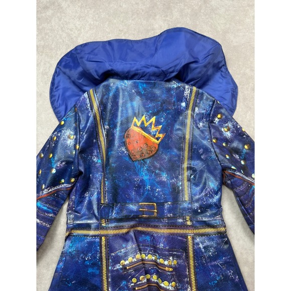 Disney‎ Store Descendants 2 Mai Jacket Kids 5/6 Blue Faux Leather Studded Moto - Picture 10 of 16